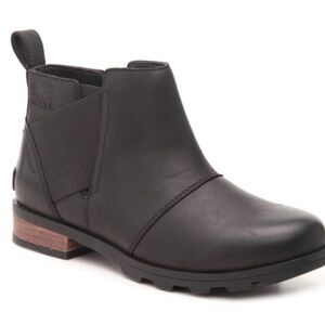Sorel Black Leather Emelie Chelsea Ankle Boot- WATERPROOF! Size 7